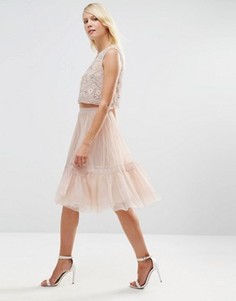 Тюлевая юбка с кружевом Needle & Thread - Бежевый