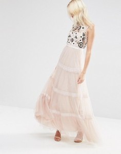 Многоярусное платье макси Needle & Thread Woodland - Розовый