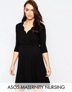 Короткое приталенное платье для беременных ASOS Maternity TALL NURSING - Черный