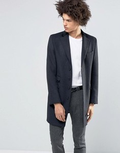 Пальто из 80% итальянской шерсти с бархатным воротником Gianni Feraud Premium - Черный