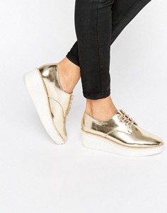 Ботинки цвета металлик на массивной плоской подошве ALDO Rivale - Золотой