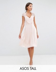 Кружевное платье миди ASOS TALL Kate - Бежевый