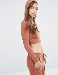 Укороченный лонгслив в стиле casual с капюшоном Boohoo - Коричневый