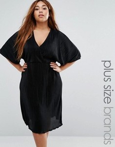 Плиссированное платье миди с глубоким вырезом Missguided Plus - Черный