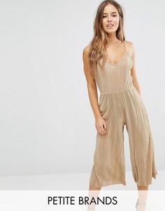 Плиссированный комбинезон с широкими штанинами эксклюзивно для Missguided Petite - Бежевый