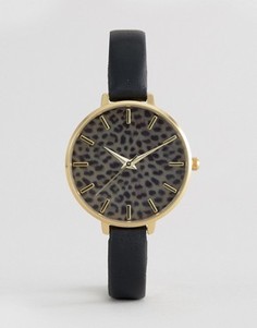 Часы с леопардовым принтом на циферблате New Look - Черный