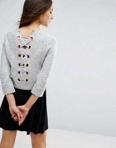 Укороченный джемпер со шнуровкой сзади ASOS - Серый