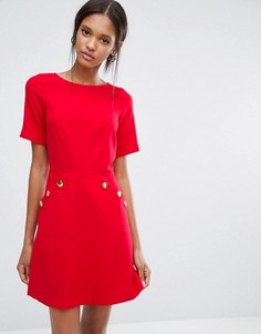 Платье с короткими рукавами и пуговицами Closet - Красный