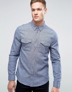 Рубашка слим из фактурной ткани Burton Menswear - Синий