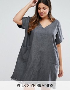 Джинсовое цельнокройное платье с необработанным краем Alice & You - Серый