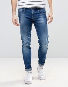 Выбеленные синие узкие джинсы Replay - Синий