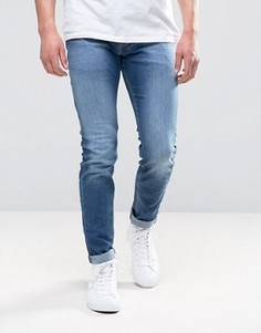 Выбеленные джинсы скинни Diesel 0681N - Синий