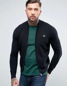 Черный трикотажный бомбер на молнии Fred Perry - Черный