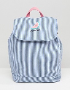 Рюкзак в полоску с вышивкой Lazy Oaf - Синий
