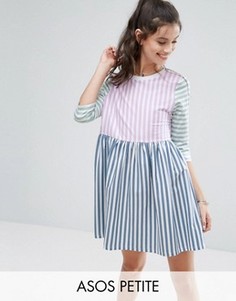 Свободное платье со вставками в полоску ASOS PETITE - Мульти