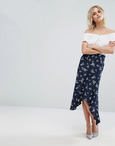 Юбка с цветочным принтом и асимметричным подолом Miss Selfridge - Мульти