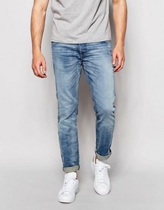 Выбеленные узкие стретчевые джинсы в винтажном стиле Jack & Jones Intelligence - Синий