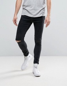 Серые джинсы скинни с рваными коленями Selected Homme PLUS - Серый