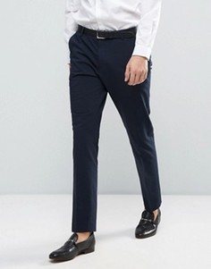 Брюки слим из жатой ткани Selected Homme - Темно-синий