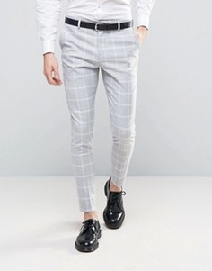 Суперузкие брюки в клетку Selected Homme - Серый