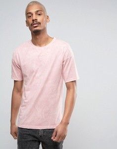 Свободная розовая футболка с эффектом кислотной стирки Black Kaviar - Розовый