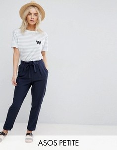 Тканые брюки-галифе с поясом оби ASOS PETITE - Темно-синий