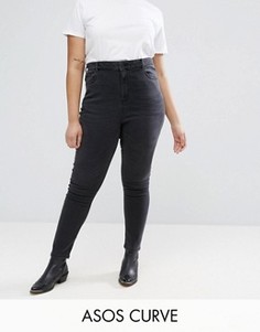 Черные выбеленные джинсы скинни с завышенной талией ASOS CURVE RIDLEY - Черный