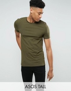Зеленая обтягивающая футболка ASOS TALL - Зеленый