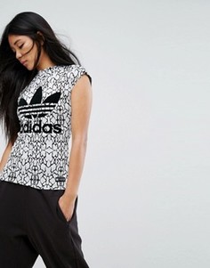 Топ с принтом adidas - Белый