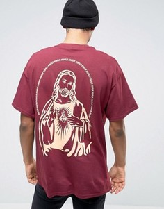 Oversize-футболка с принтом Иисуса сзади HNR LDN - Красный Honour