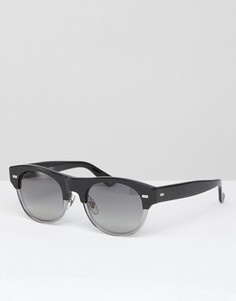 Круглые солнцезащитные очки в черной оправе с прозрачными вставками Gucci - Черный