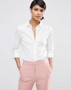 Хлопковая эластичная рубашка с рукавами 3/4 ASOS - Белый