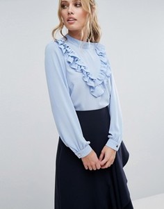 Блузка с длинными рукавами и оборками Closet - Синий