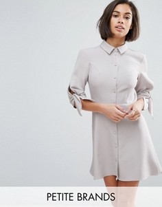 Платье-рубашка с завязками на рукавах Miss Selfridge Petite - Серый