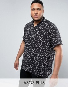 Вискозная рубашка классического кроя с принтом ASOS PLUS - Черный