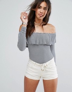 Боди с открытыми плечами и рюшами Abercrombie & Fitch - Мульти