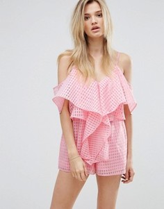 Ромпер с полупрозрачными оборками Missguided - Розовый