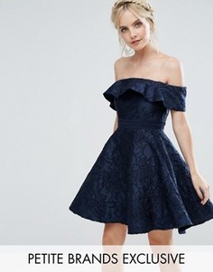 Фактурное приталенное платье мини для выпускного Chi Chi London Petite - Темно-синий