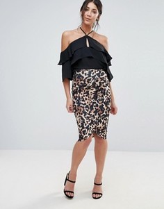 Асимметричная юбка с леопардовым принтом Jessica Wright - Мульти