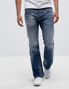 Джинсы с легким клешем и потертостями Diesel Zatiny 084DD - Синий
