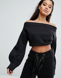 Кроп-топ с широким вырезом и пышными рукавами Missguided Londunn - Черный