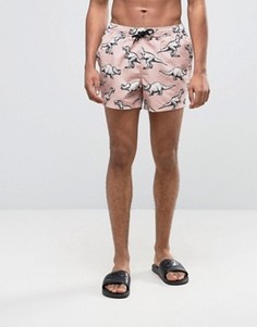 Короткие шорты для плавания с принтом динозавров ASOS - Розовый