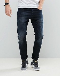 Черные выбеленные джинсы слим с потертостями G-Star 3301 - Черный