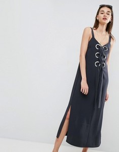 Платье макси с люверсами ASOS - Серый