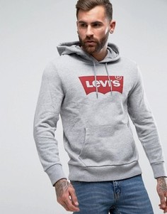 Худи с логотипом летучая мышь Levis - Серый