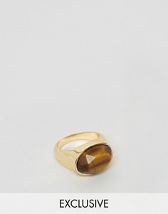 Золотистое кольцо с камнем тигровый глаз Designb эксклюзивно для ASOS - Золотой