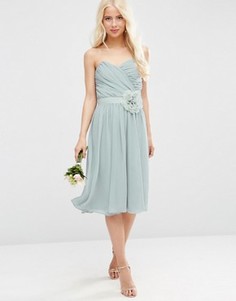 Шифоновое платье‑бандо миди со съемным украшением ASOS WEDDING - Серый