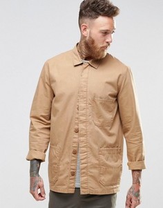 Песочная рубашка-куртка в рабочем стиле с длинными рукавами ASOS - Stone