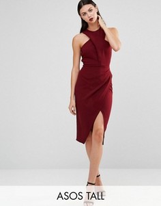 Облегающее платье-футляр миди с лифом из крепа ASOS TALL - Красный