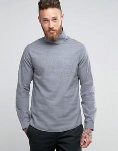 Рубашка узкого кроя с воротником-труба Hoxton Shirt Company - Серый